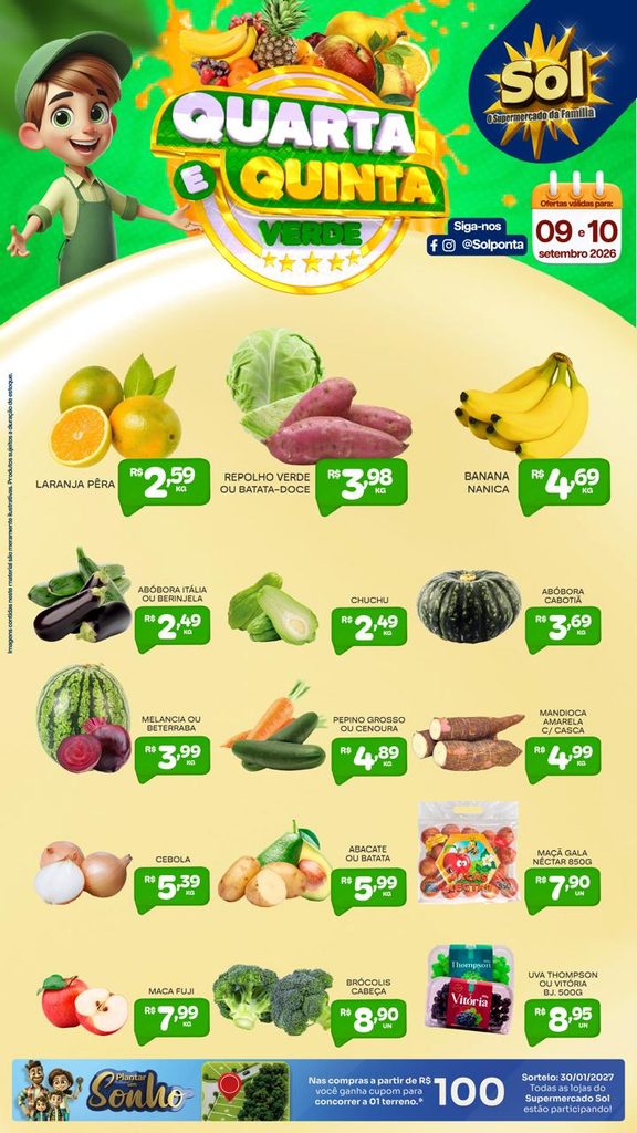 Veja as ofertas da Quarta e Quinta Verde do Supermercado Sol