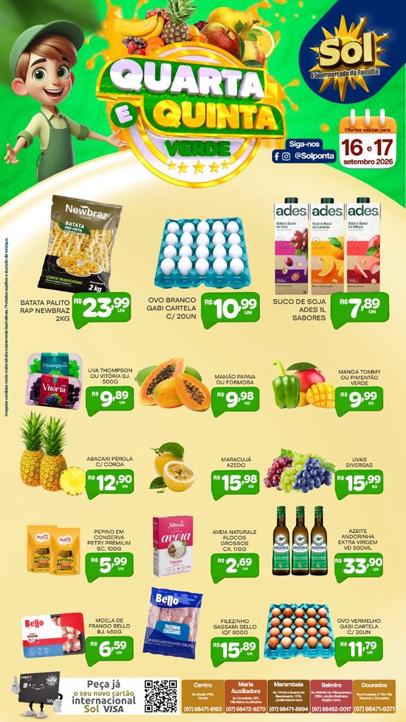 Confira ofertas da Quarta e Quinta Verde do Supermercado Sol