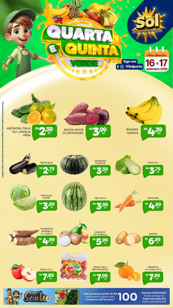 Confira ofertas da Quarta e Quinta Verde do Supermercado Sol