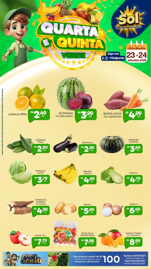 Veja as ofertas da Quarta e Quinta verde so Supermercado Sol