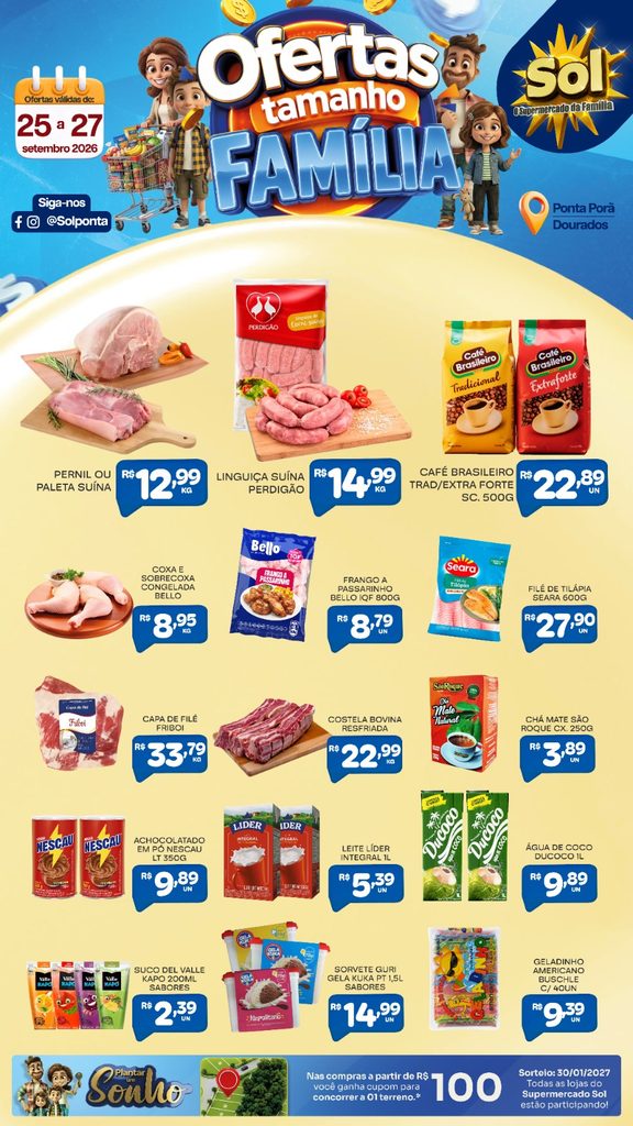 Confira Ofertas Tamanho Família do Supermercado Sol