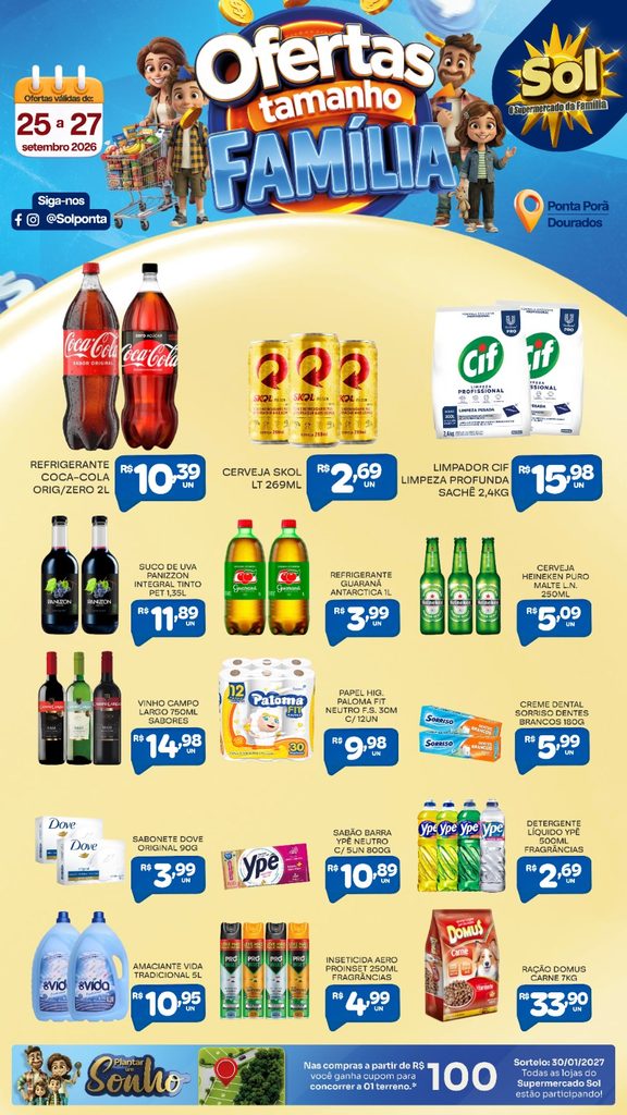 Confira Ofertas Tamanho Família do Supermercado Sol
