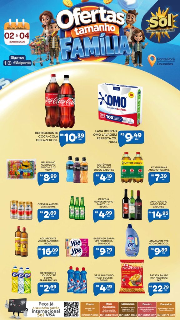 Confira as ofertas Tamanho Família do Supermercado Sol
