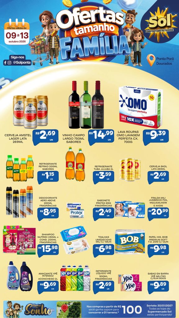 Confira ofertas Tamanho Família do Supermercado Sol