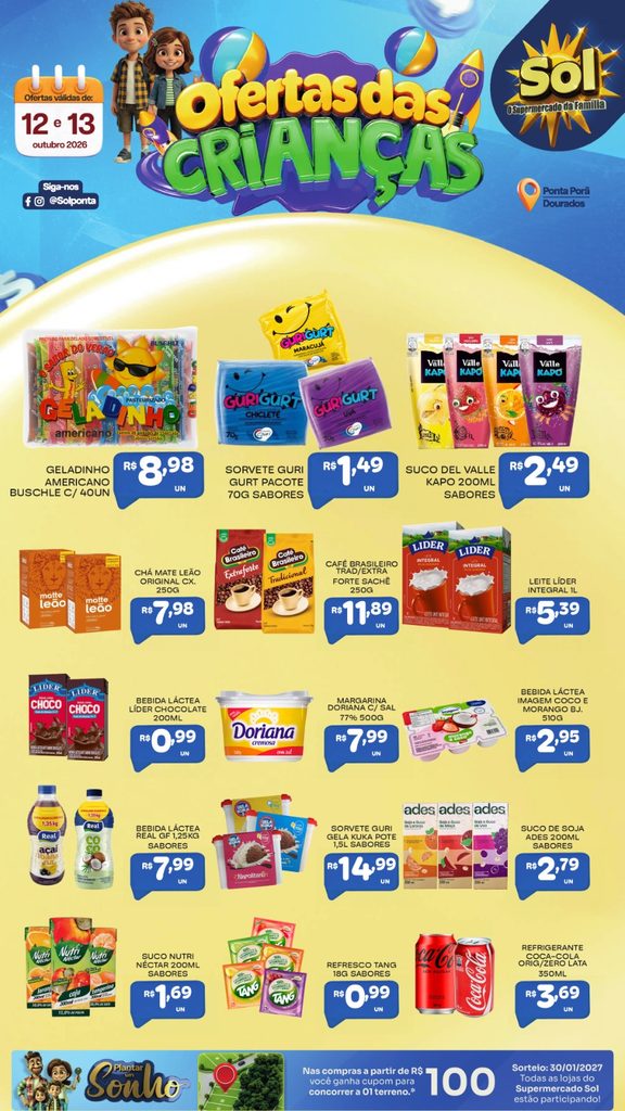 Ofertas Dia das Crianças continua no supermercado Sol