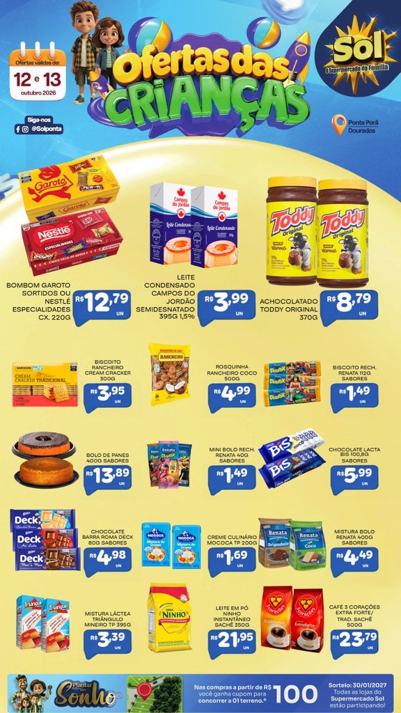 Ofertas Dia das Crianças continua no supermercado Sol