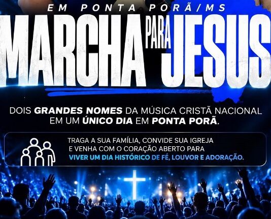 Marcha para Jesus acontece dia 7 de novembro em Ponta Porã com shows de Marcelo Markes e Bruno Roques Category Vídeos
