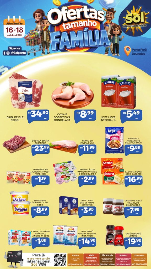 Confira ofertas Tamanho Família do Supermercado Sol