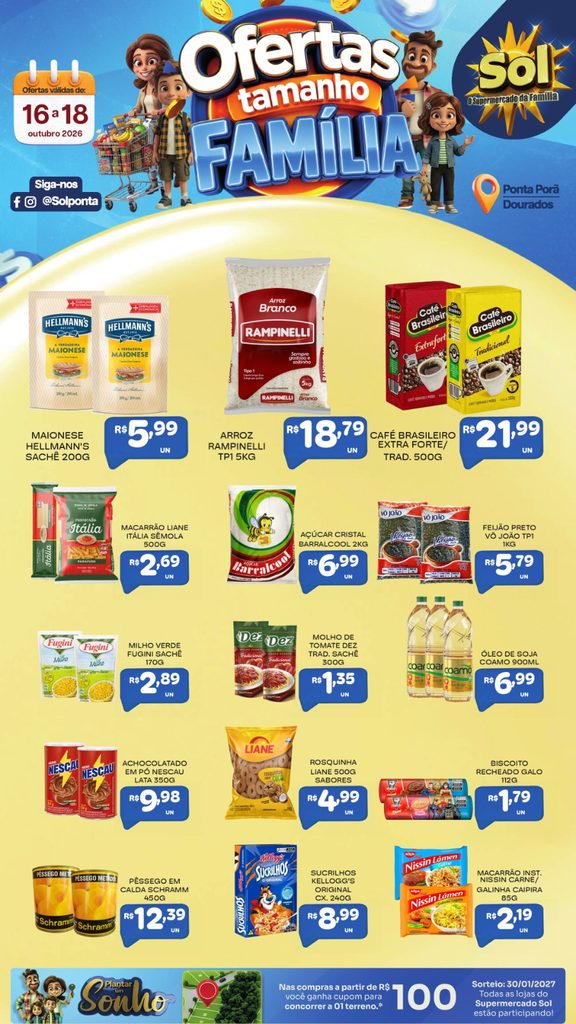 Confira ofertas Tamanho Família do Supermercado Sol