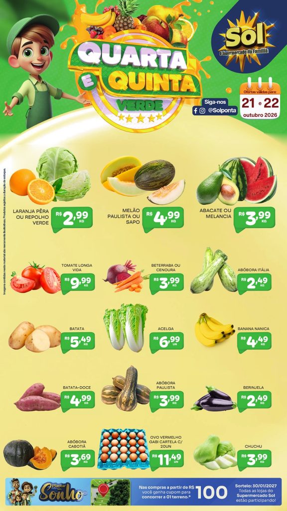 Confira as ofertas da Quarta e Quinta Verde do Supermercado Sol