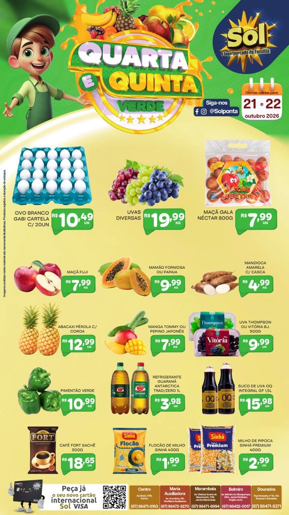 Confira as ofertas da Quarta e Quinta Verde do Supermercado Sol