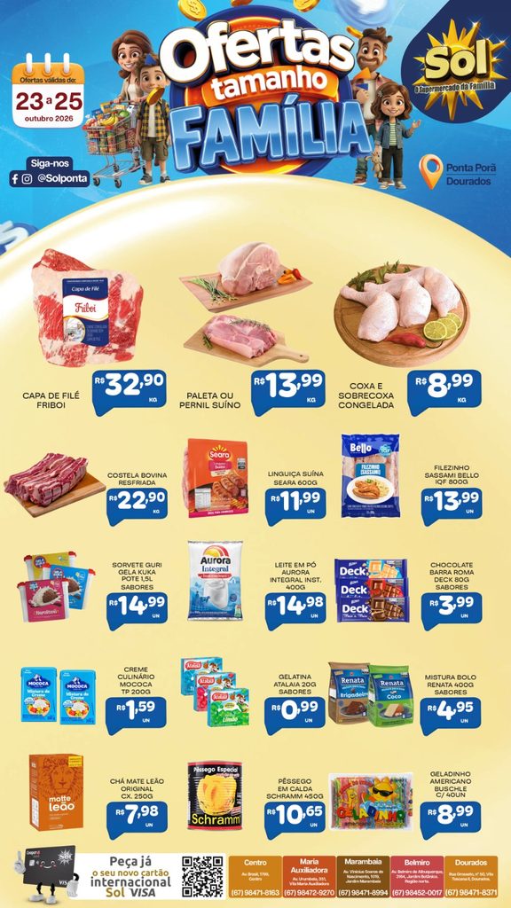 Confira as ofertas Tamanho Família do Supermercado Sol