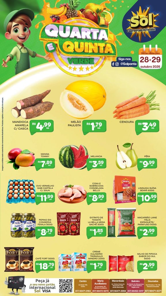 Confira ofertas da Quarta e Quinta Verde do Supermercado Sol