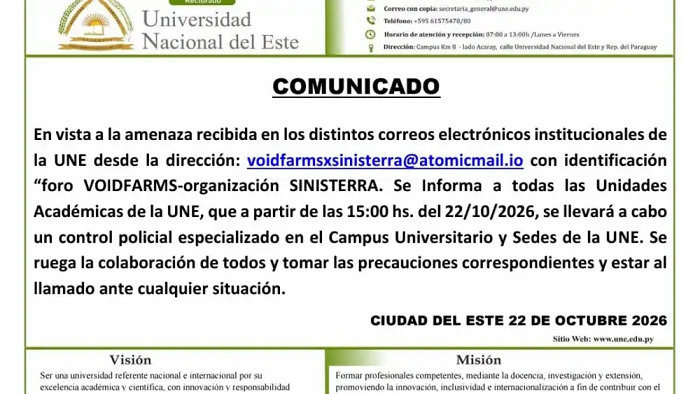 Ciudad del Este: Amenaza de bomba activa operativo preventivo en la UNE Ciudad del Este: Amenaza de bomba activa operativo preventivo en la UNE