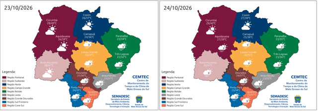 MS terá calor acima de 40°C antes de chuva e frio de 14°C MS terá calor acima de 40°C antes de chuva e frio de 14°C