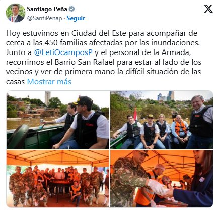Santiago Peña evalúa el impacto de las inundaciones en Ciudad del Este Santiago Peña evalúa el impacto de las inundaciones en Ciudad del Este