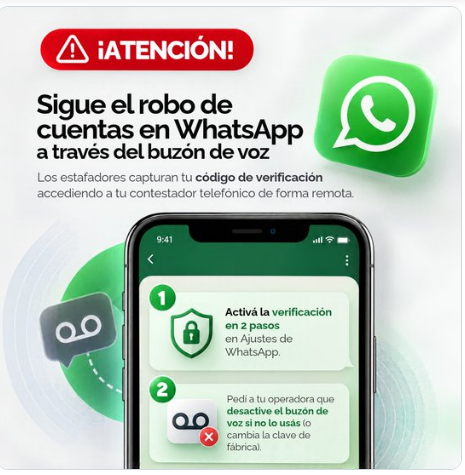 Alertan sobre masivo robos de cuentas de WhatsApp vía “buzón de voz”: en qué consiste Alertan sobre masivo robos de cuentas de WhatsApp vía “buzón de voz”: en qué consiste