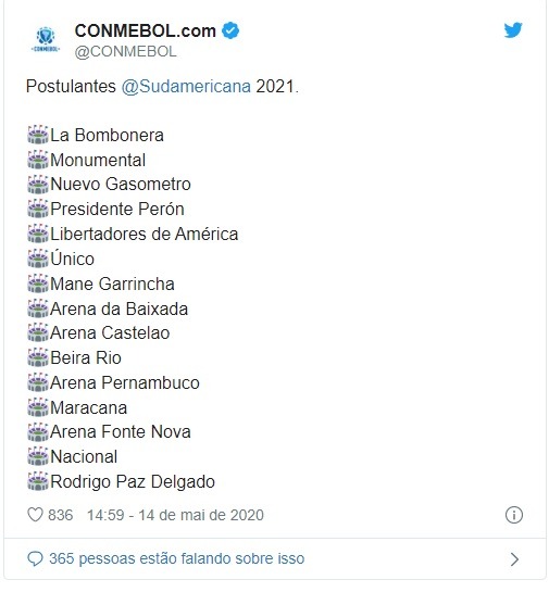 Quatro estádios do país brigam para receber final da Libertadores 2021