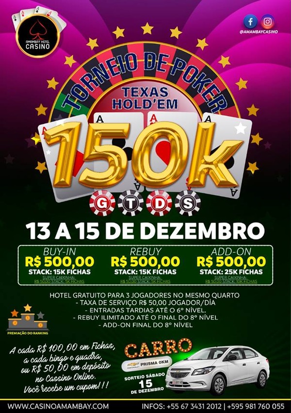 De 13 a 15, acontece Torneio de Poker no Hotel Casino Amambay