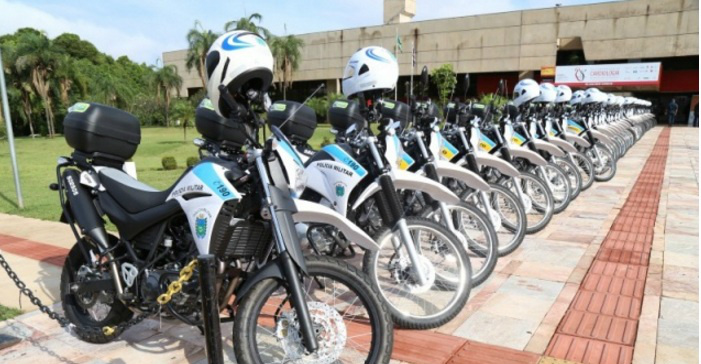 “Paciência tem limite”, diz Reinaldo ao cobrar União por apoio na fronteira Foram 135 motos, adquiridas por meio do MS Mais Seguro. (Foto: Fernando Antunes)