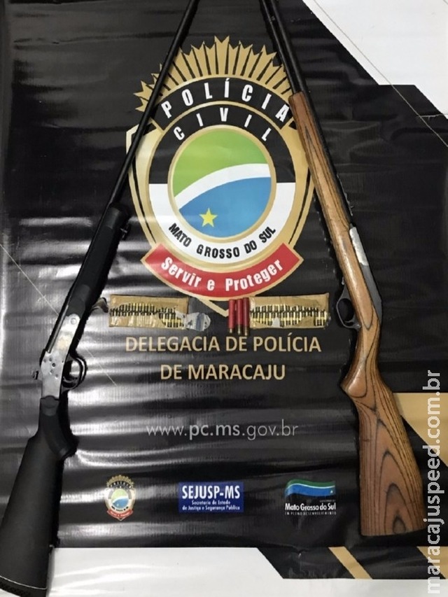 Armamentos apreendidos. / Foto: Divulgação/Polícia Civil.