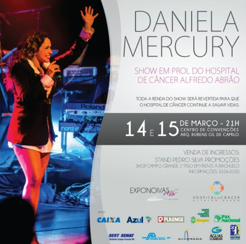 Daniela Mercury faz show beneficente em prol de Hospital do Câncer de MS