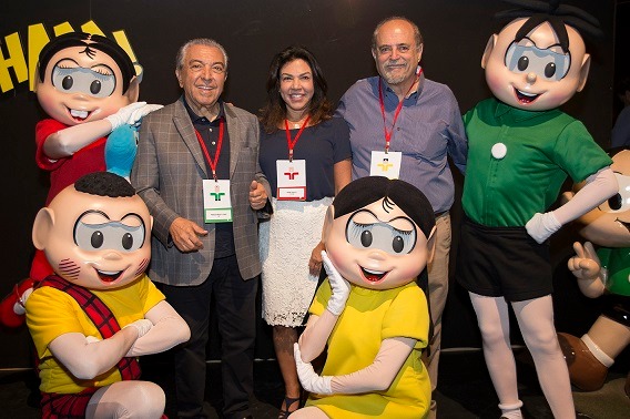 Da esquerda para a direita: Mauricio de Sousa, criador de Turma da Mônica, Mônica Sousa, diretora executiva da MSP e Marcos Mendonça, presidente da FPA